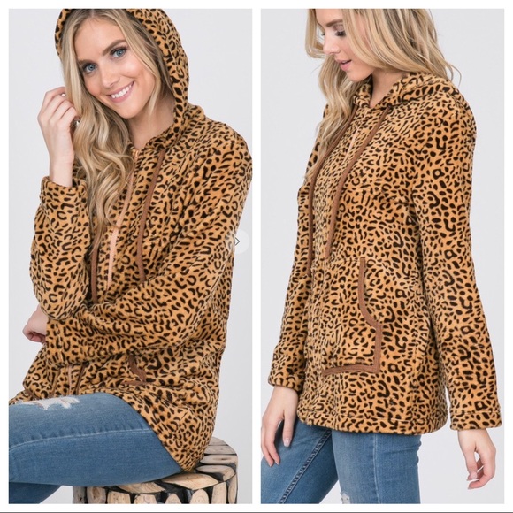 Chic Leopard Print Zip up Hooded Jacket - Picture 5 of 6